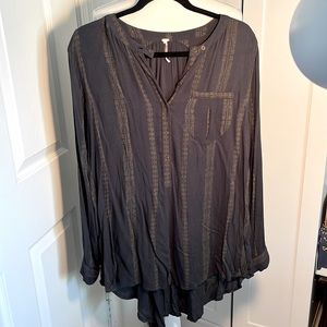 Free People womens size M Bohemian blouse dusty dark blue